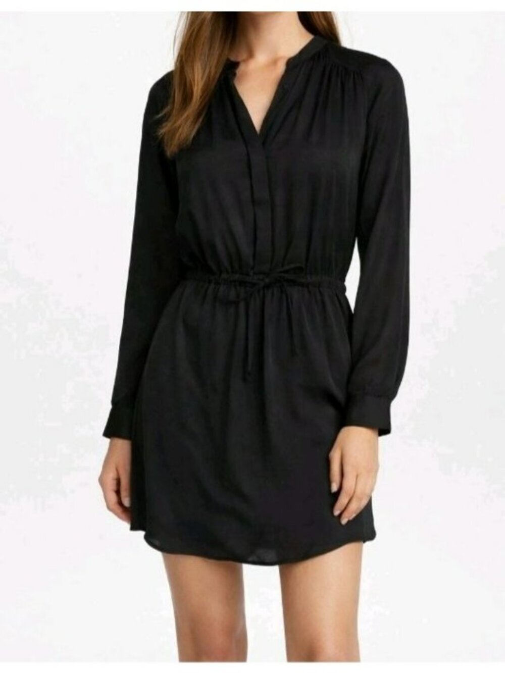 Babaton Black Silk Long-Sleeve Dress XXS With Pockets